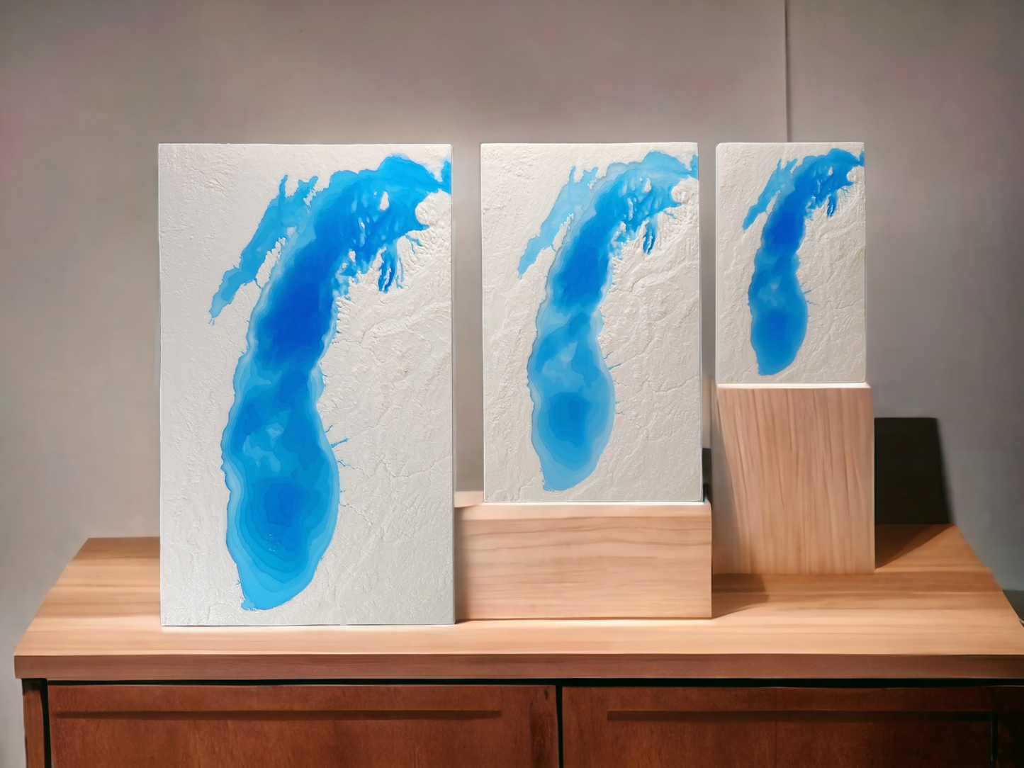 Lake Michigan 3D topographical art gift. Three Sizes