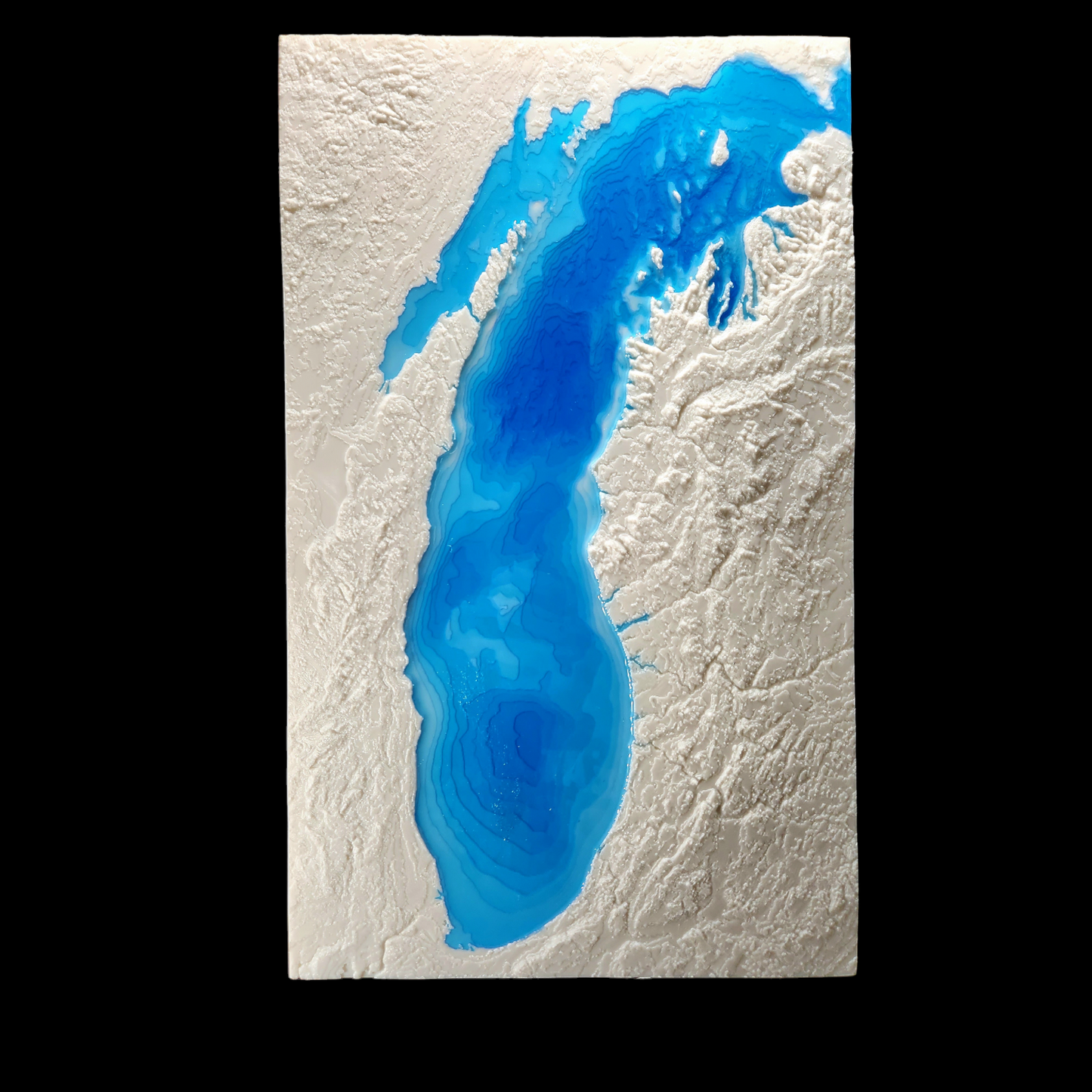 Lake Michigan 3D topographical art gift Black background